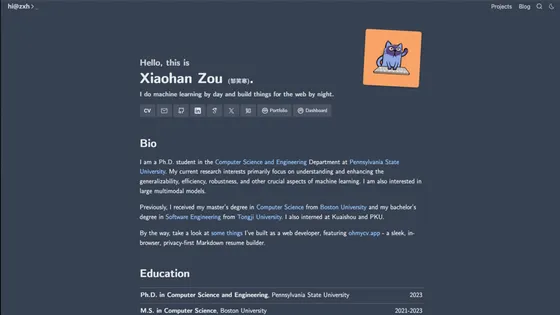 About - Xiaohan Zou